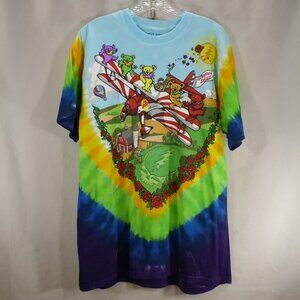 2011 Liquid Blue Grateful Dead Bi-Plane Dancing Bears Tie Dyed Dye T-Shirt L